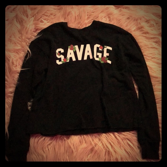 Modern Lux Tops Black Savage Long Sleeve Shirt Poshmark